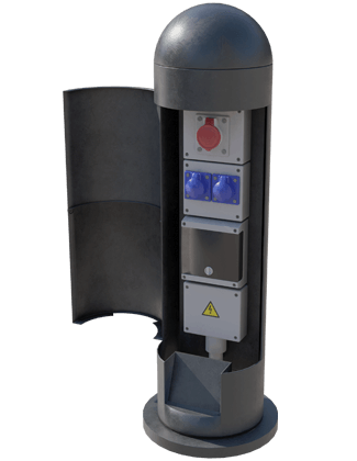 The dome shaped power bollard option from UK company Pop Up Power Supplies. 